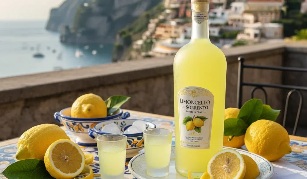 Botella-de-auténtico-Limoncello-Casero-Napolitano-con-limones-de-Sorrento